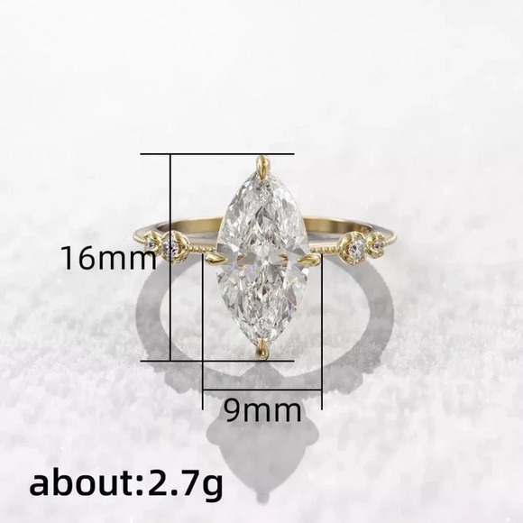 💕  Exclusive Gold Plated 3A Marquise Cut CZ Ring for Women, FB16FA1062 - Picture 6 of 7